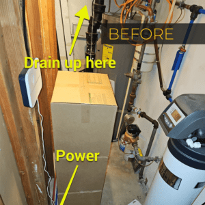 H2O Solutoins EcoWater water softening system installation before photo