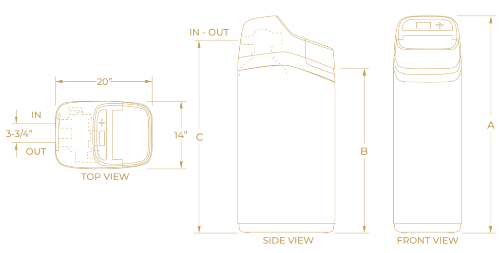 ECR3700 H2O Solutions EcoWater water conditioning system dimensions diagram