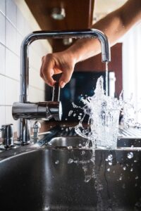 Water faucet running water