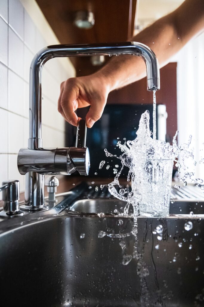 Water faucet running water