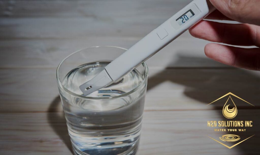 tds water test being perfromed with H2O Solutions logo