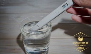 tds water test being perfromed with H2O Solutions logo