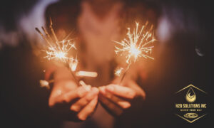 New years sparklers celebration close up with H2O Solutions Logo