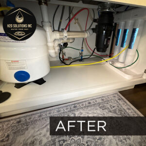 H2O Solutions EcoWater reverse osmosis under-sink drinking water system after installation photo