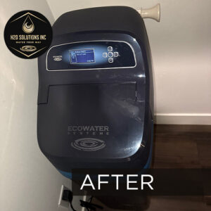H2O Solutions EcoWater whole-home water softener after installation photo
