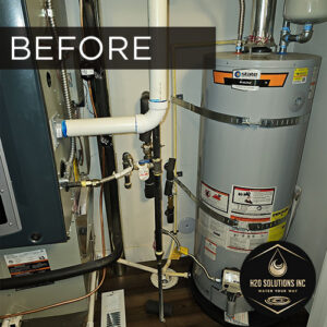 H2O Solutions EcoWater whole-home water softener before installation photo