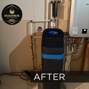 H2O Solutions EcoWater point-of-entry whole-house water softener after installation photo.