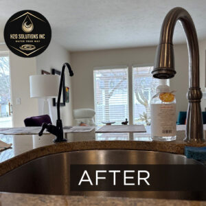 H2O Solutions EcoWater point-of-use under-sink reverse osmosis drinking water system faucet after installation photo