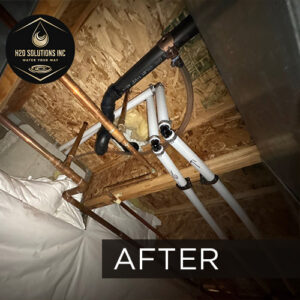 H2O Solutions point-of-entry whole-home water softener system after installation plumbing photo