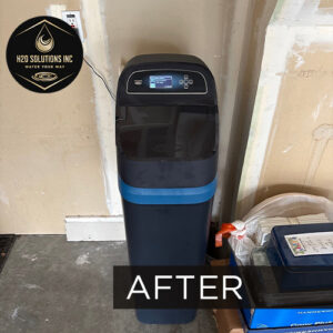 H2O Solutions point-of-entry whole-home water softener system after installation photo