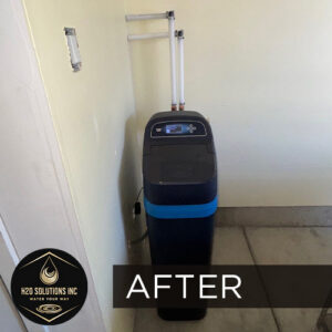 H2O Solutions EcoWater point-of-entry whole-home water softener system after installation photo