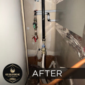 H2O Solutions EcoWater point-of-entry whole-home water softener system after installation photo