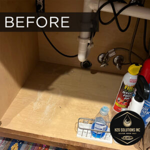 H2O Solutions EcoWater point-of-use under-sink reverse osmosis drinking water system before installation photo