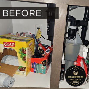 H2O Solutions point-of-use under-sink reverse osmosis drinking water system before installation photo