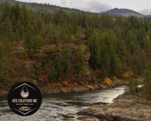 Landscape photo of Idaho scenery and H2O Solutions logo overlayed