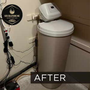 H2O Solutions EcoWater point-of-entry whole-home water softening system after installation photo
