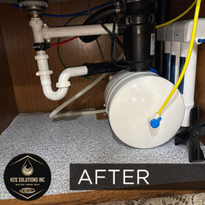 H2O Solutions EcoWater point-of-use reverse osmosis drinking water system after installation photo