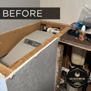 H2O Solutions EcoWater point-of-entry whole-house filtration water softener before installation photo